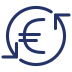 Cirkel met pijlen rondom euroteken